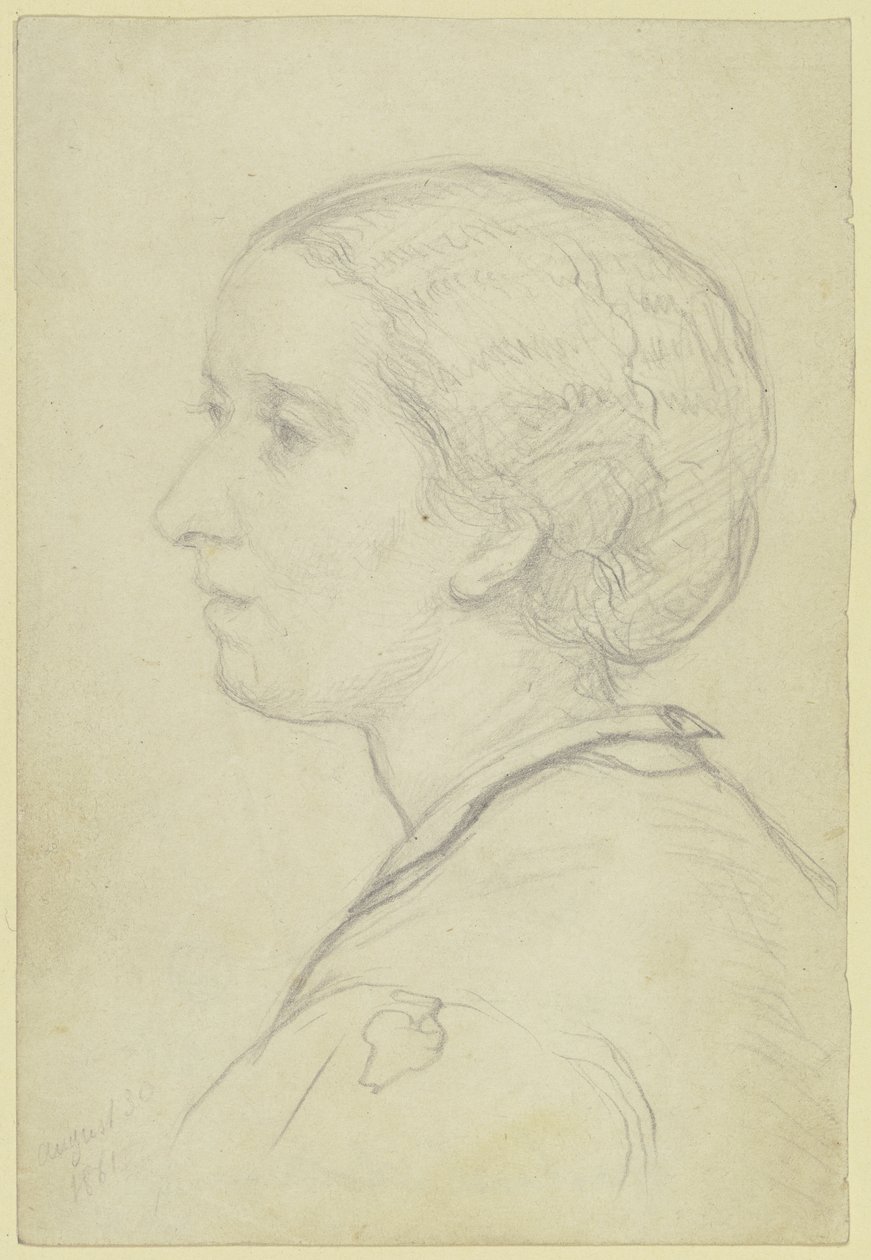 Retrato de Luise Steuerwaldt, futura esposa del artista, de perfil hacia la izquierda de Otto Scholderer