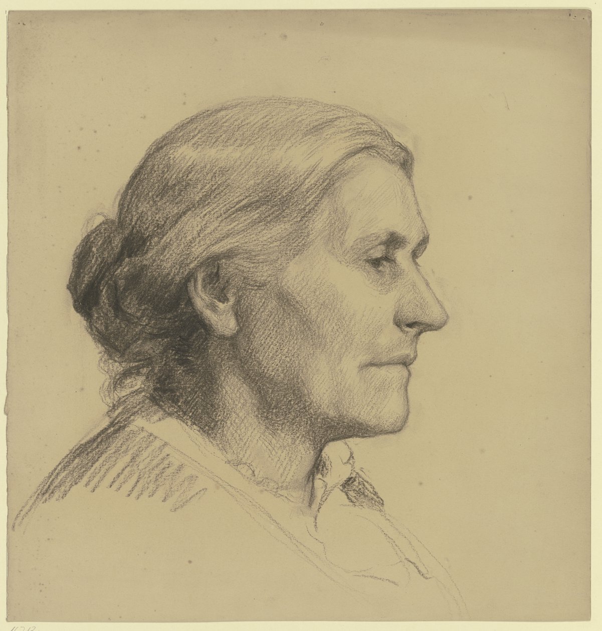 Retrato de una señora mayor mirando hacia la derecha de Otto Scholderer