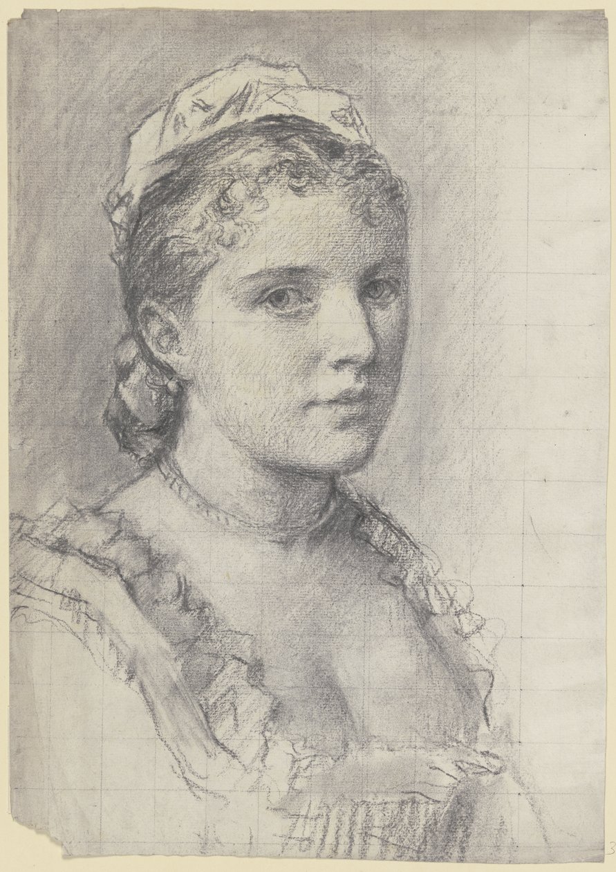 Retrato de una joven mirando hacia la derecha de Otto Scholderer