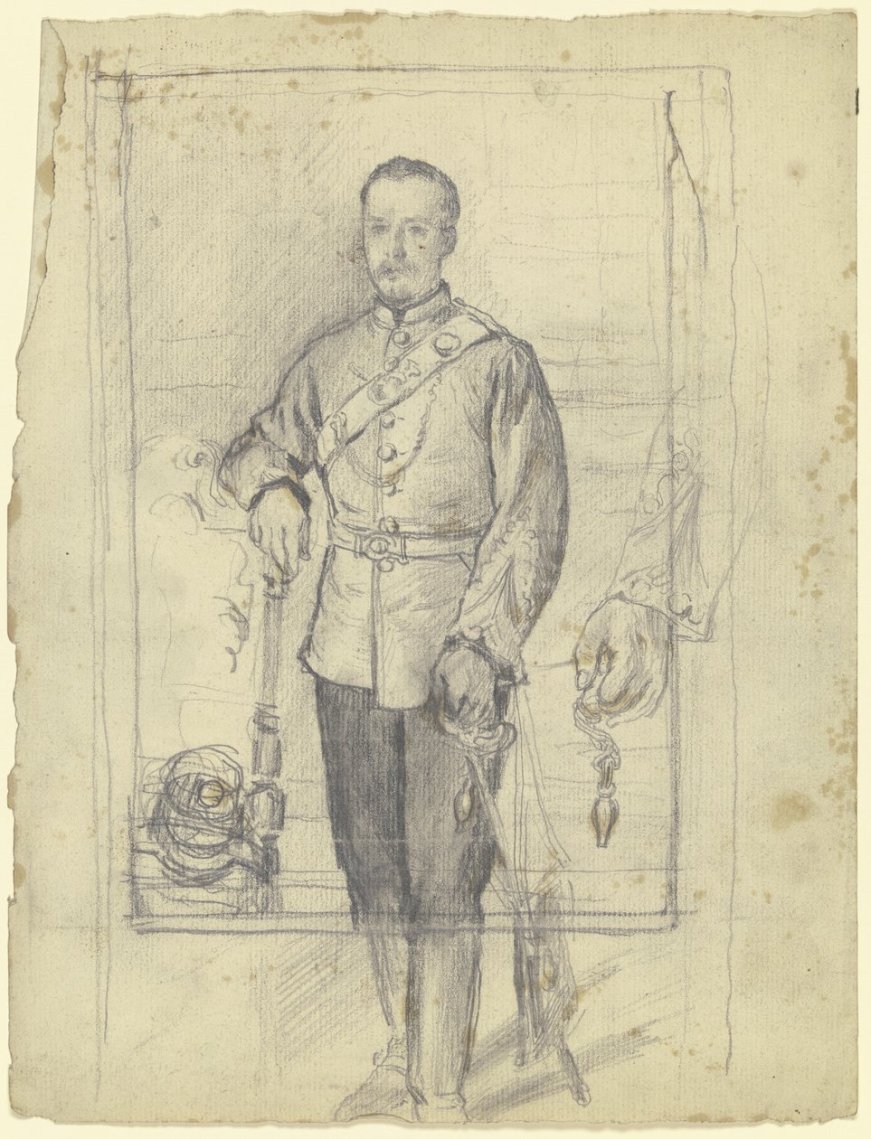Retrato de un hombre uniformado de Otto Scholderer