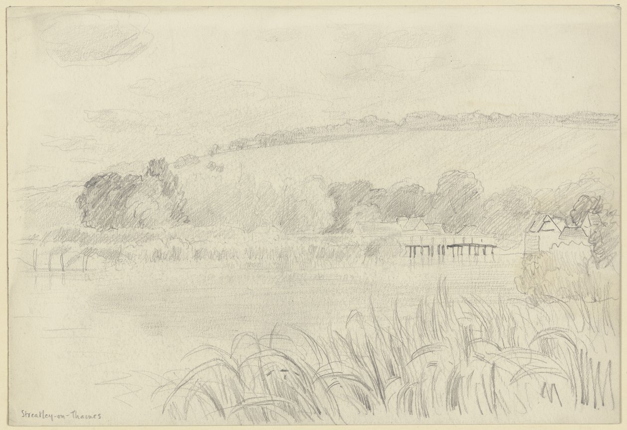 Paisaje fluvial cerca de Streatley-on-Thames de Otto Scholderer