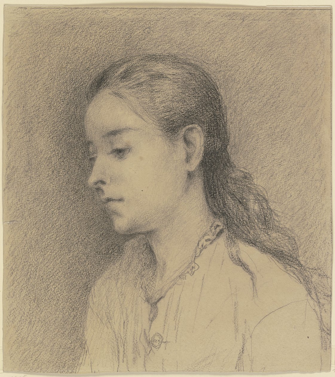 Chica joven de perfil hacia la izquierda de Otto Scholderer