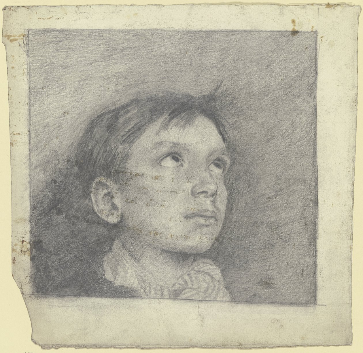 Cabeza de un niño mirando hacia arriba de Otto Scholderer