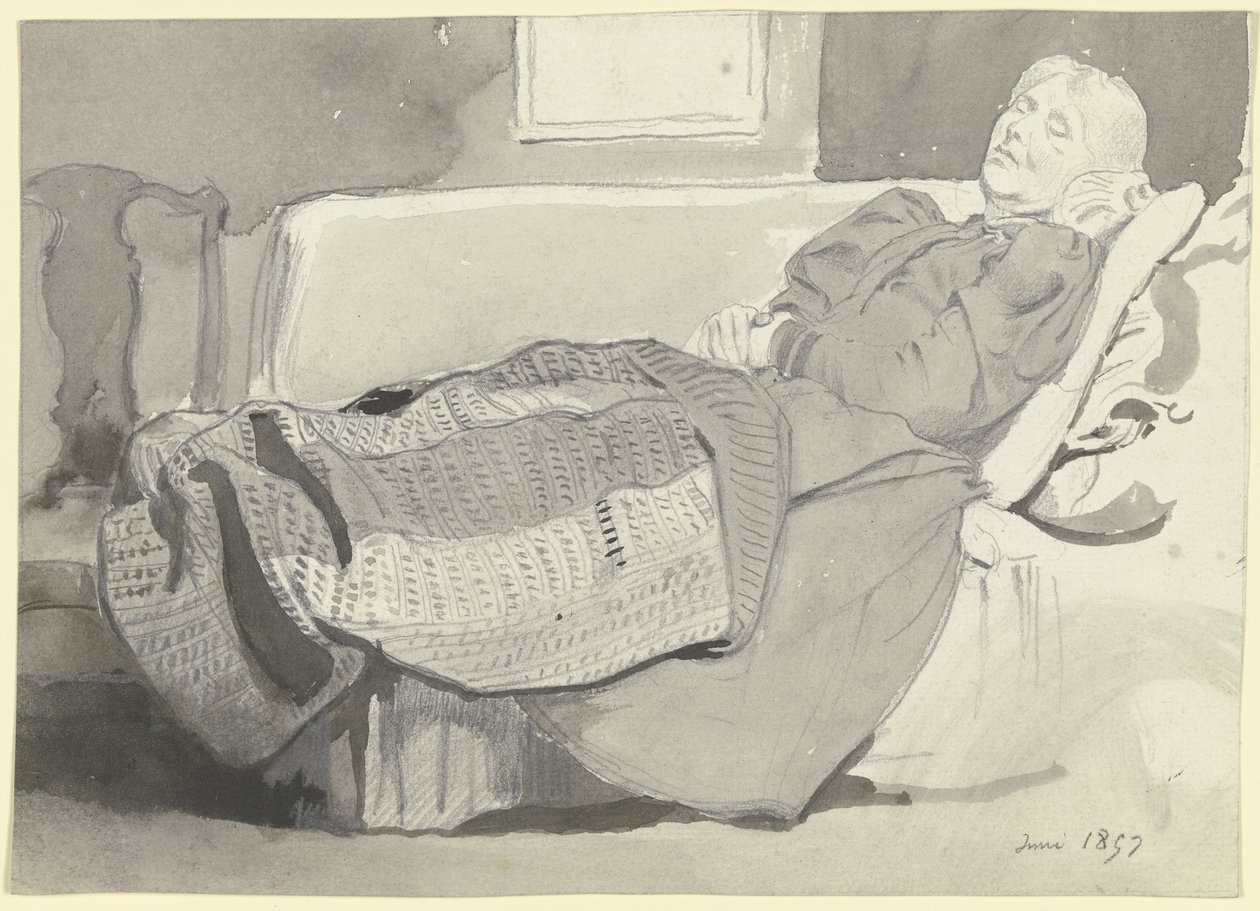 Luise Scholderer durmiendo en el sofá de Otto Scholderer