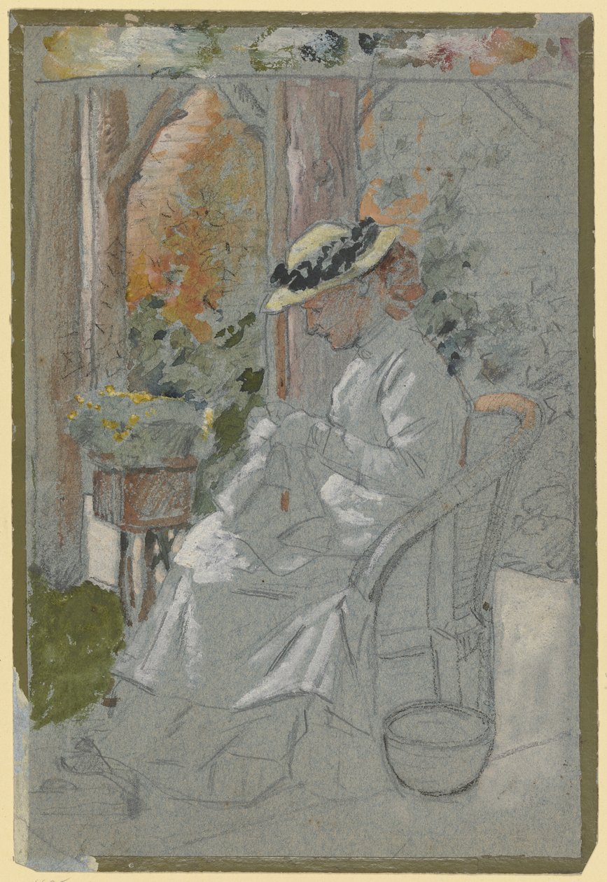 Luise Scholderer en la terraza de Otto Scholderer