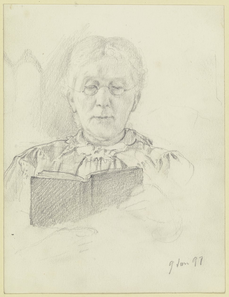 Luise Scholderer leyendo de Otto Scholderer