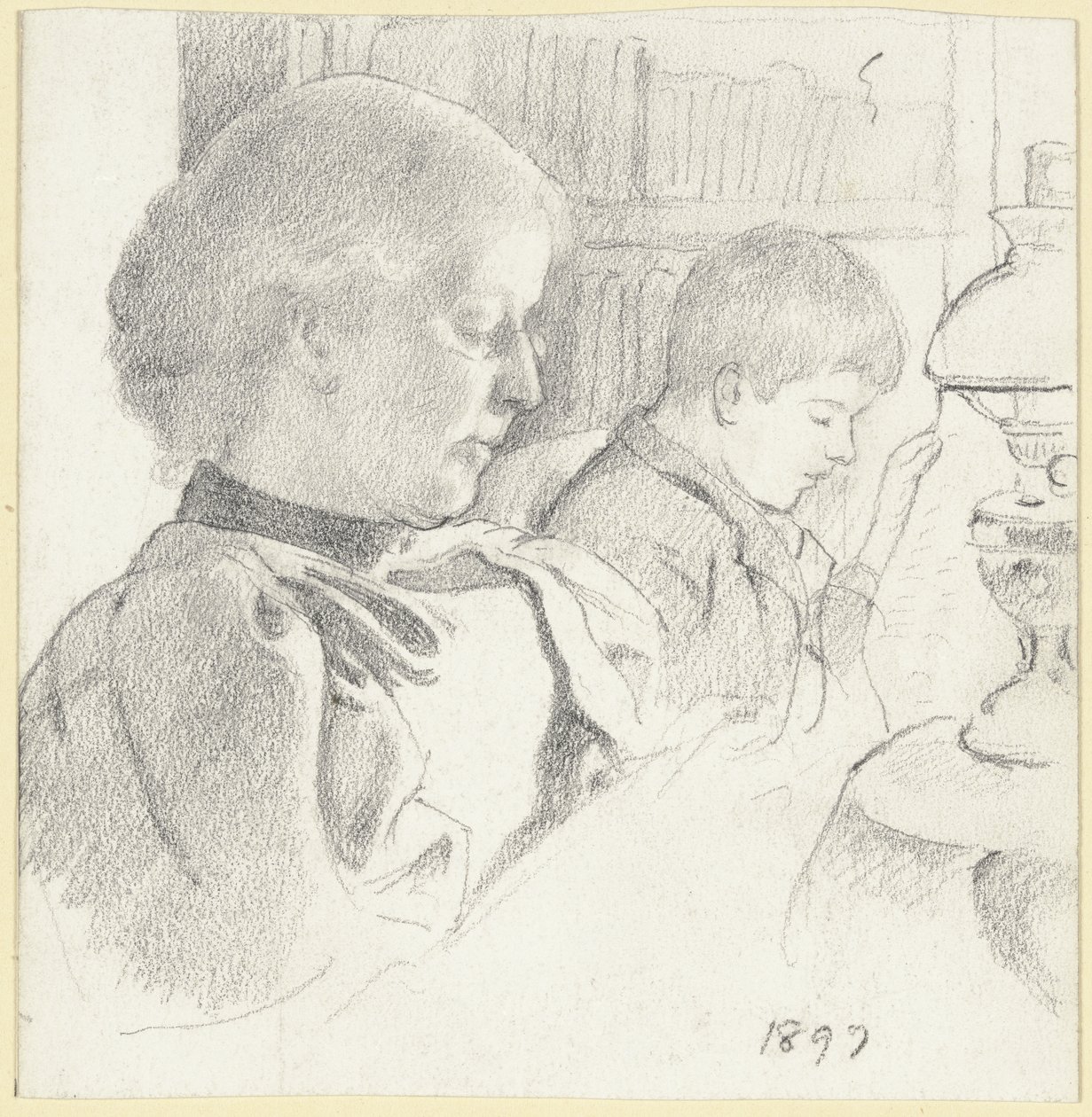Luise Scholderer y Victor leyendo de Otto Scholderer