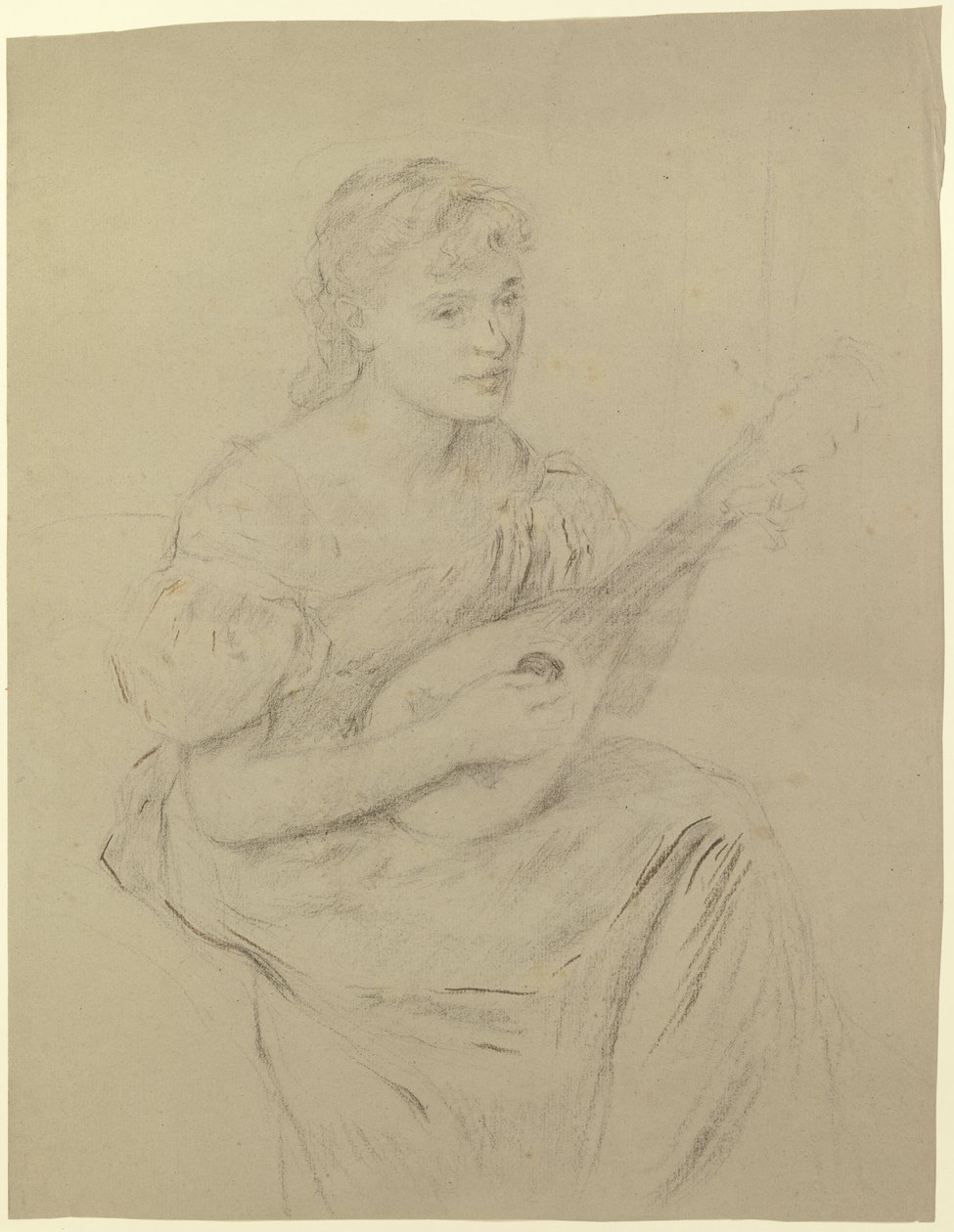 Joven tocando la mandolina («La mandolinista») de Otto Scholderer