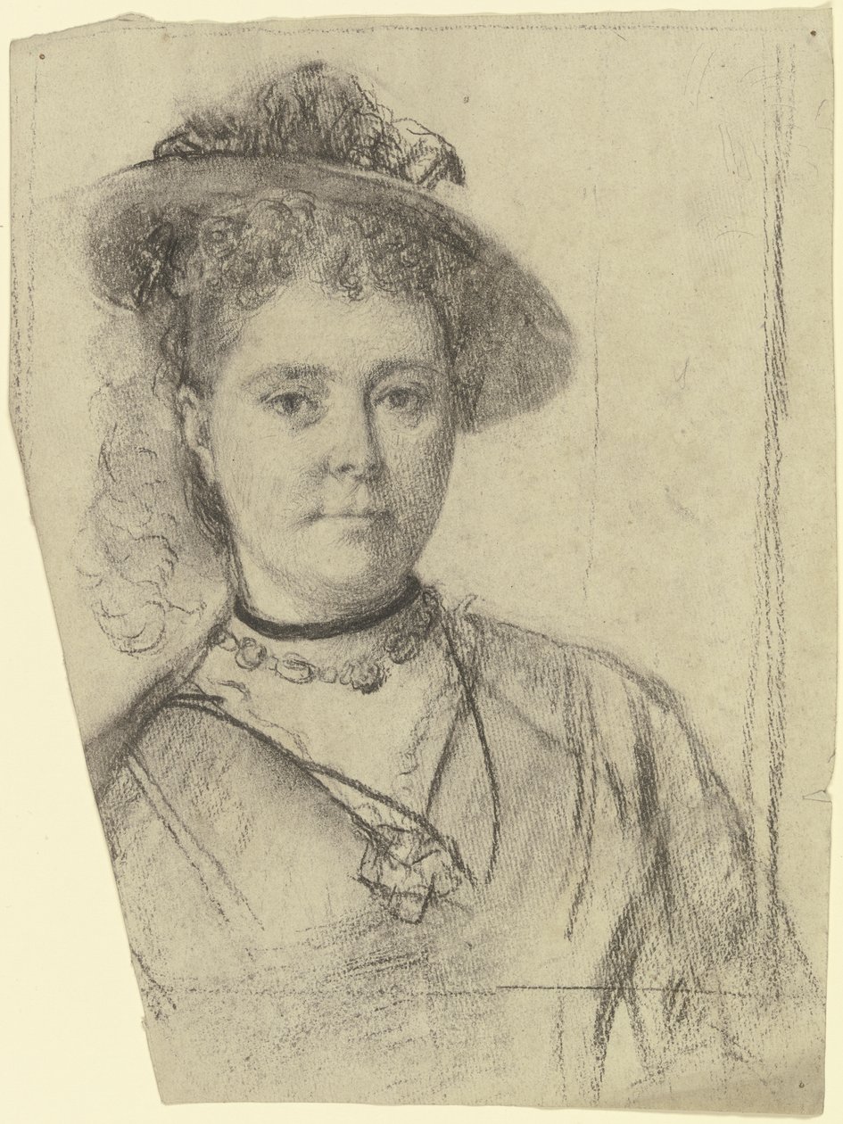 Retrato de una mujer con sombrero de Otto Scholderer