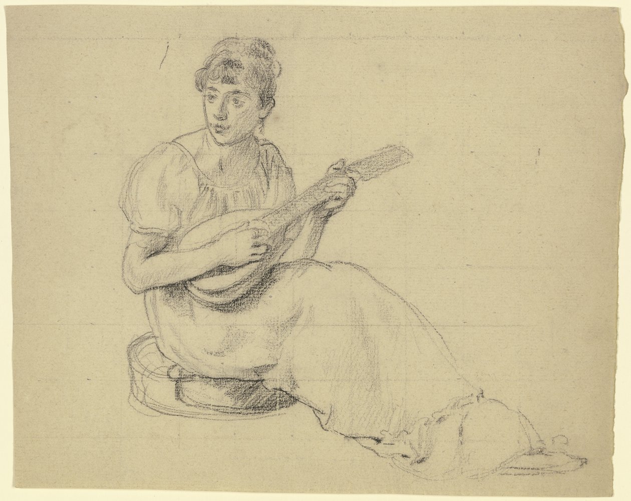 Mujer tocando el mandolín de Otto Scholderer