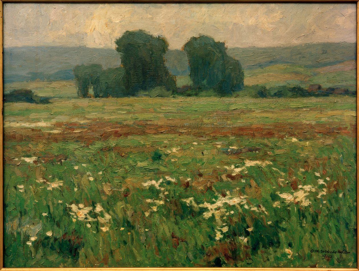 Álamos en pradera floreciente de Otto Ubbelohde