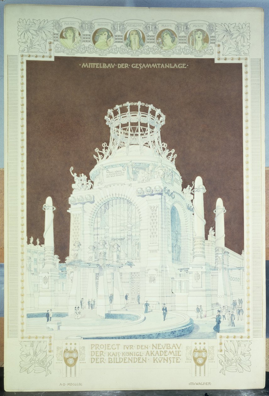 Academia de Bellas Artes, Viena, diseño para el Salón de Honor de Otto Wagner