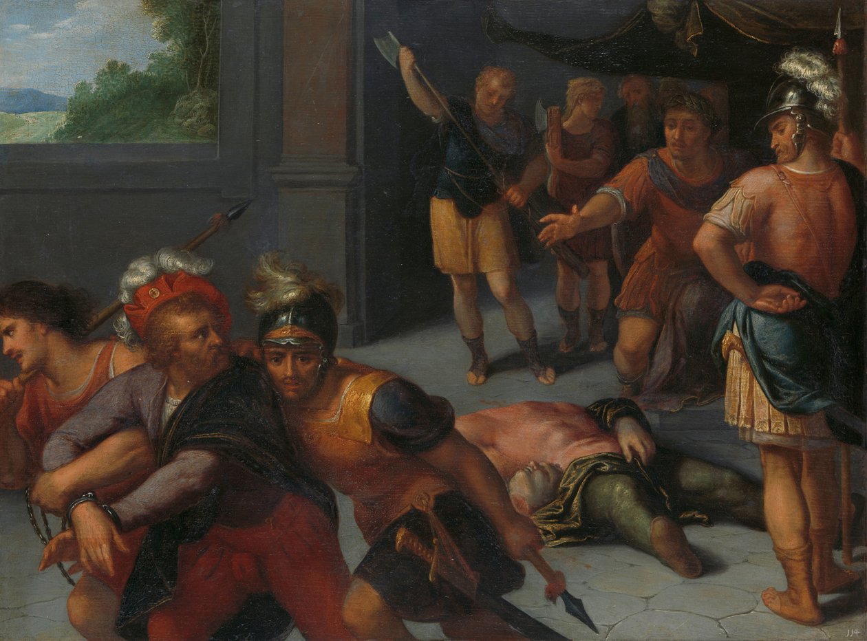 La decapitación de Claudio Paulo y la captura de Julio Civilis
La decapitación de Julio Paulo y el encarcelamiento de Claudio Civilis
una de las doce series sobre la insurrección de los batavos contra los romanos de Otto van Veen