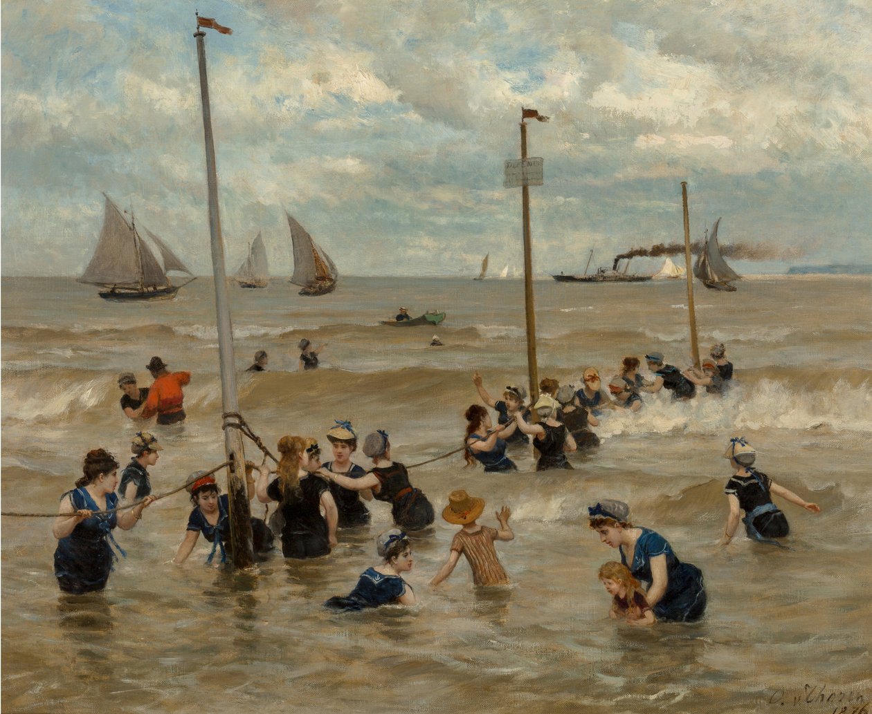 Bañándose en el mar, 1876 de Otto von Thoren