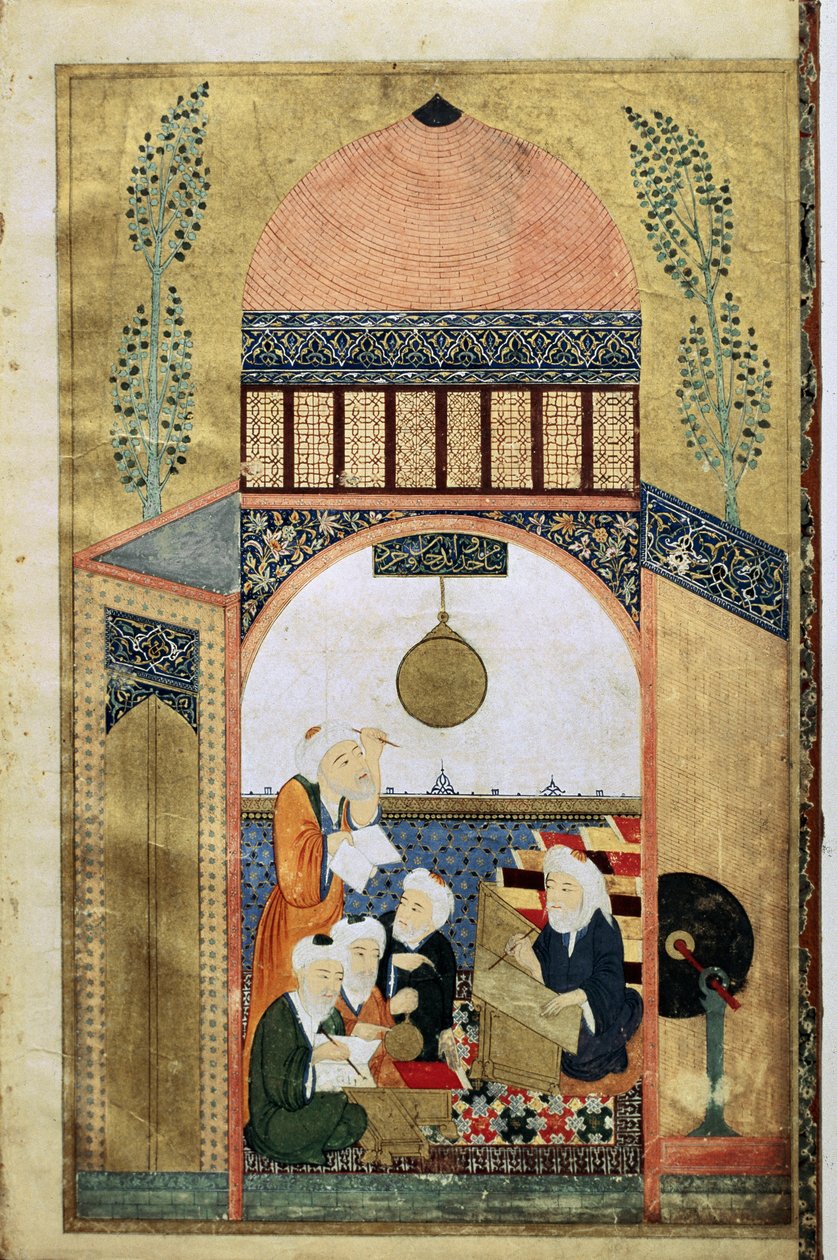 Una lección de astronomía, cuatro científicos con su maestro, c.1418 de Ottoman School