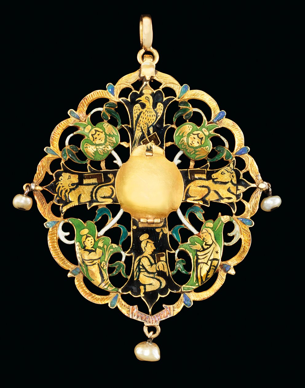Relicario armenio con gemas y esmalte de Ottoman School