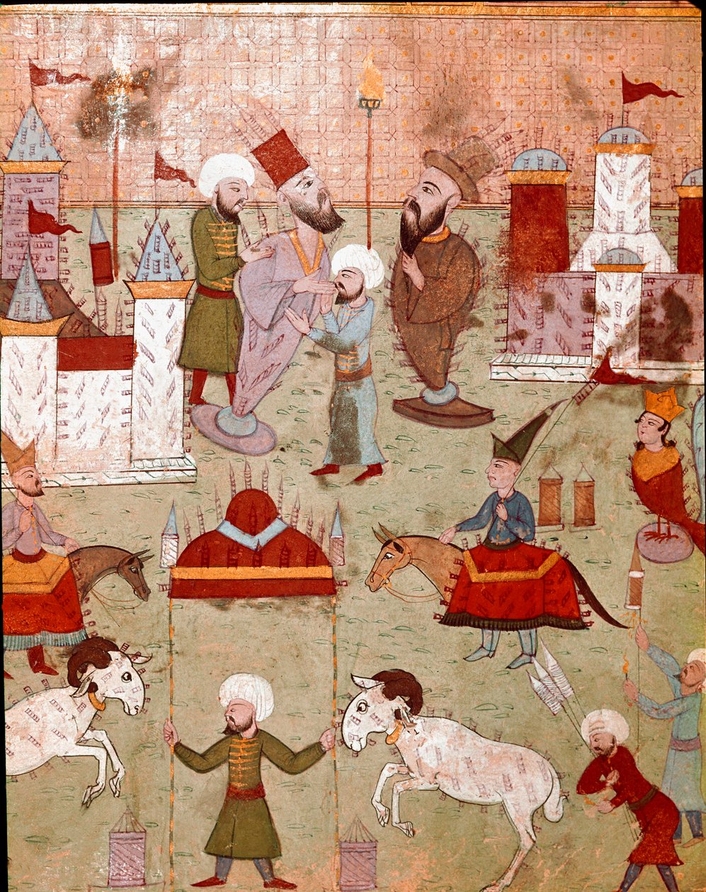 Fiestas organizadas con motivo de la circuncisión del hijo del Sultán Otomano Murad II, preparación de fuegos artificiales de Ottoman School
