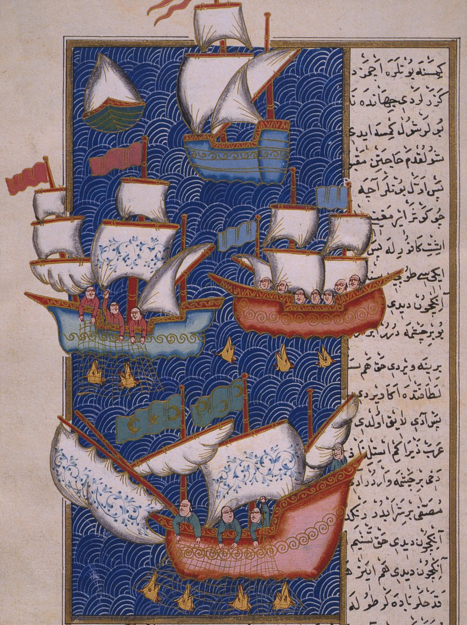 Pescadores con redes de Ottoman School