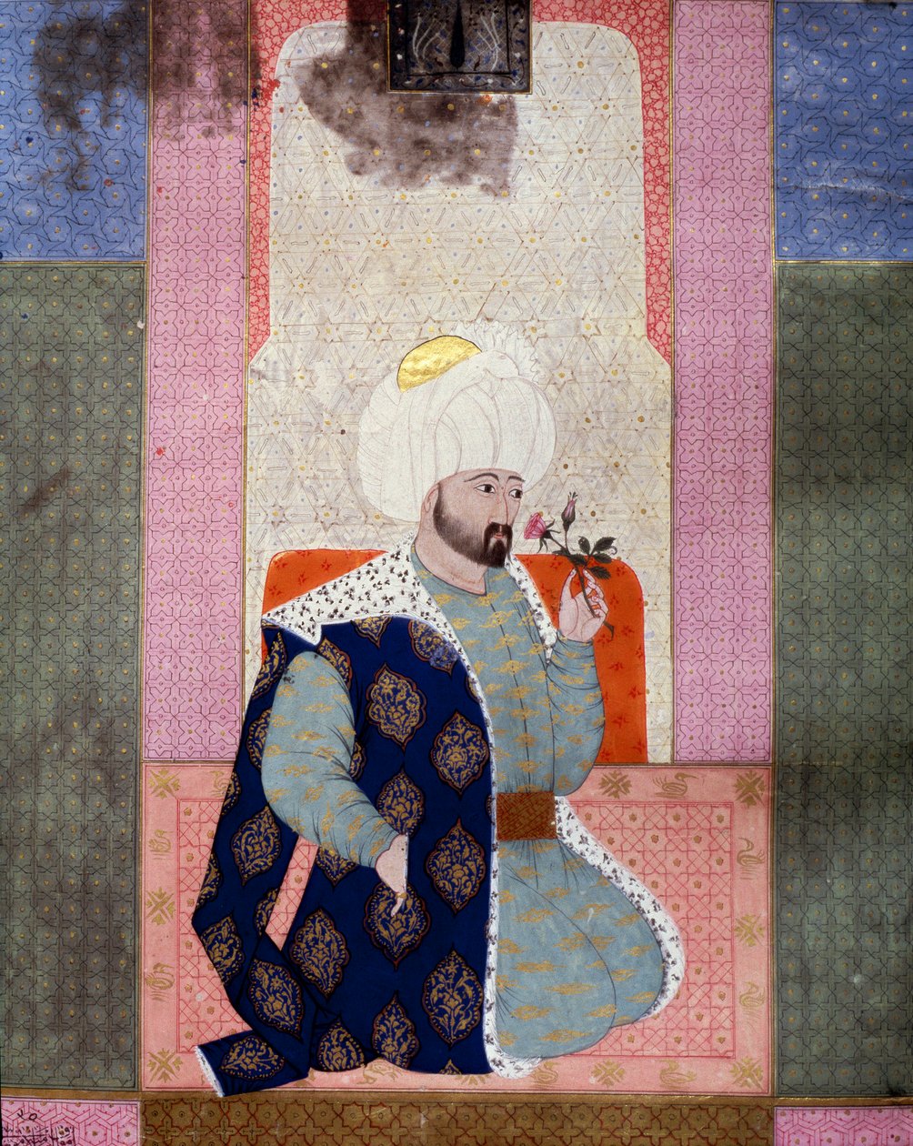 Retrato del Sultán Otomano Mehmet Celebi I (1389-1421) Miniatura del manuscrito 