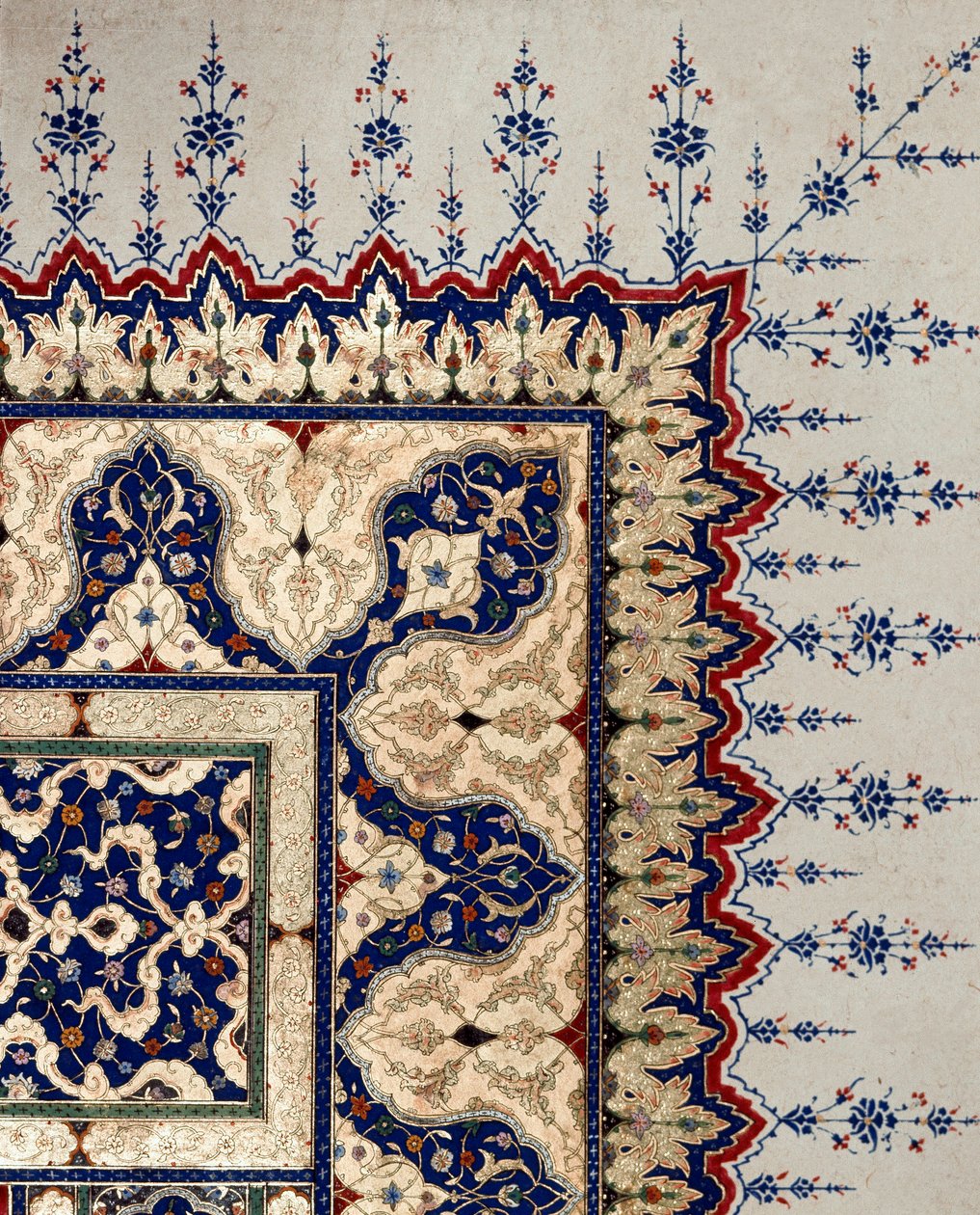 Arte otomano: detalle de página del códice B 373, miniatura. Siglo XVI. Estambul, Biblioteca del Museo Topkapi Sarayi de Ottoman School