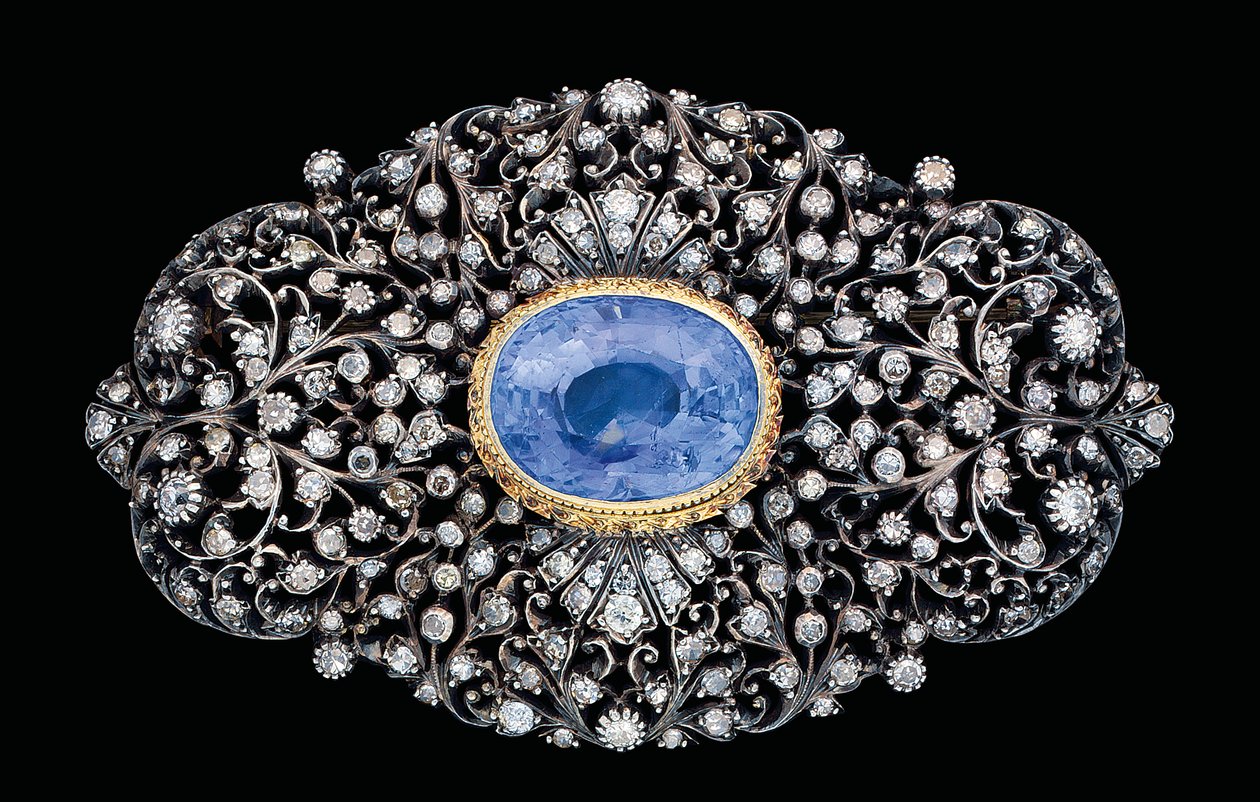 Broche otomano con incrustaciones de diamantes y zafiros de Ottoman School