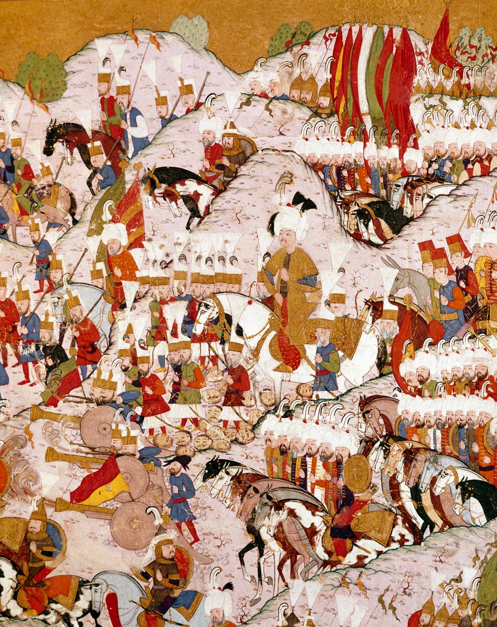 Representación de la Batalla de Mohács en 1526 (detalle) de Ottoman School