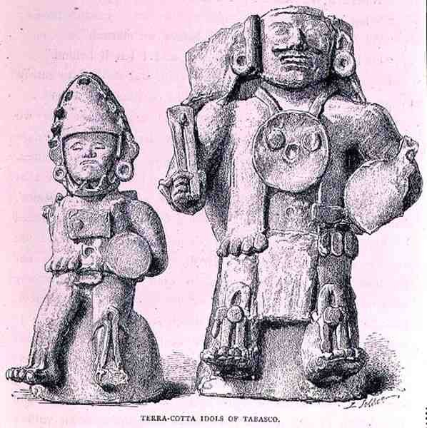 Ídolos de terracota de Tabasco, de Las ciudades antiguas de Nuevo México, por Claude-Joseph-Desire Charnay, pub. 1887 de P. after Sellier