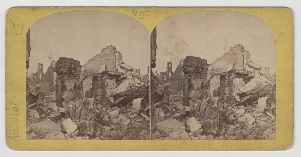 Vista estereográfica de Terrace Block en Michigan Avenue después del incendio de Chicago de 1871 de P.B. Greene