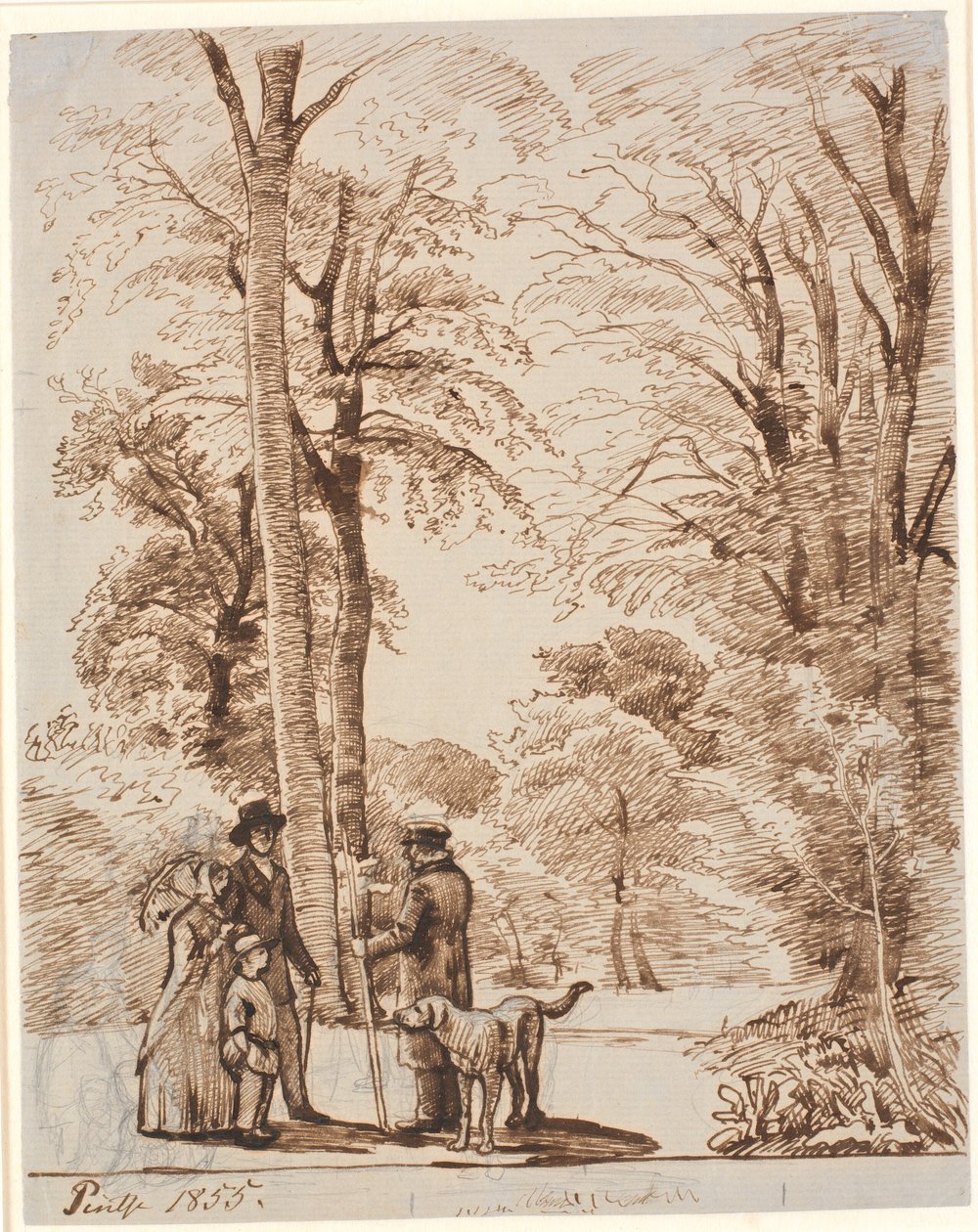 Camino del bosque con figuras. Islinge de P.C. Skovgaard