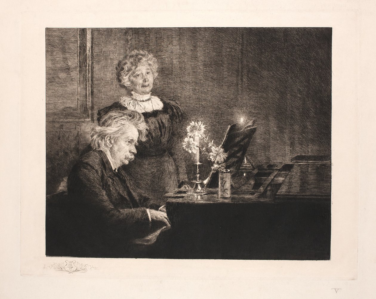 Edvard y Nina Grieg en el piano de Peder Severin Krøyer