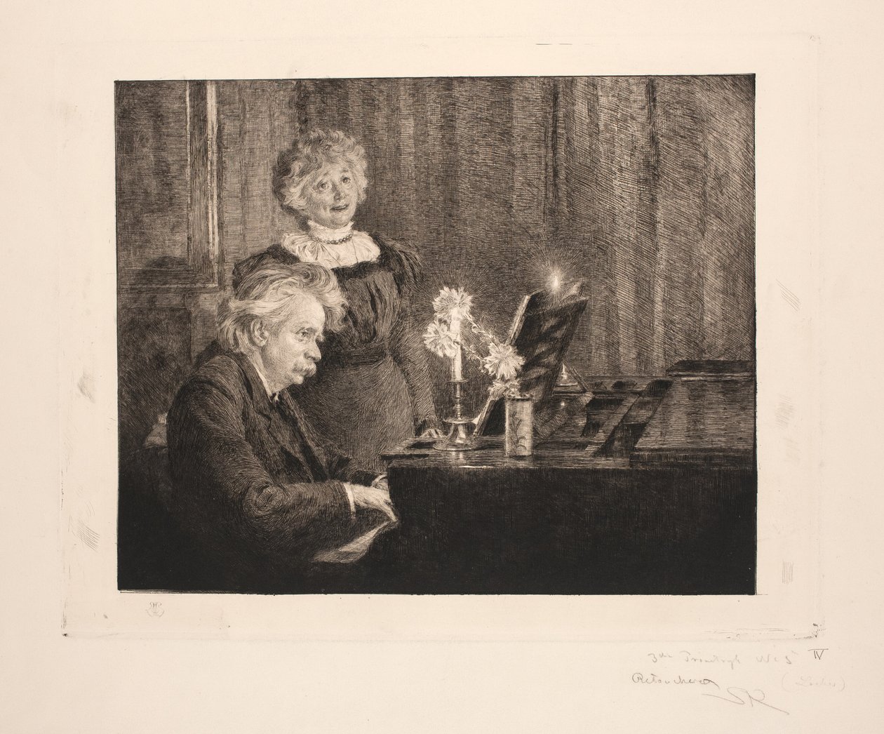 Edvard y Nina Grieg en el piano de Peder Severin Krøyer