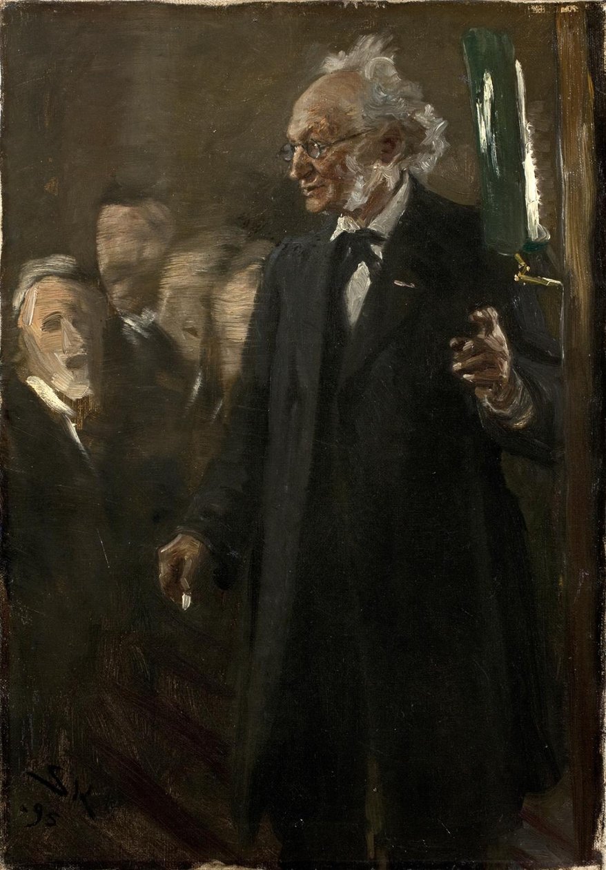 Profesor de zoología, Japetus Steenstrup dando una conferencia de Peder Severin Krøyer