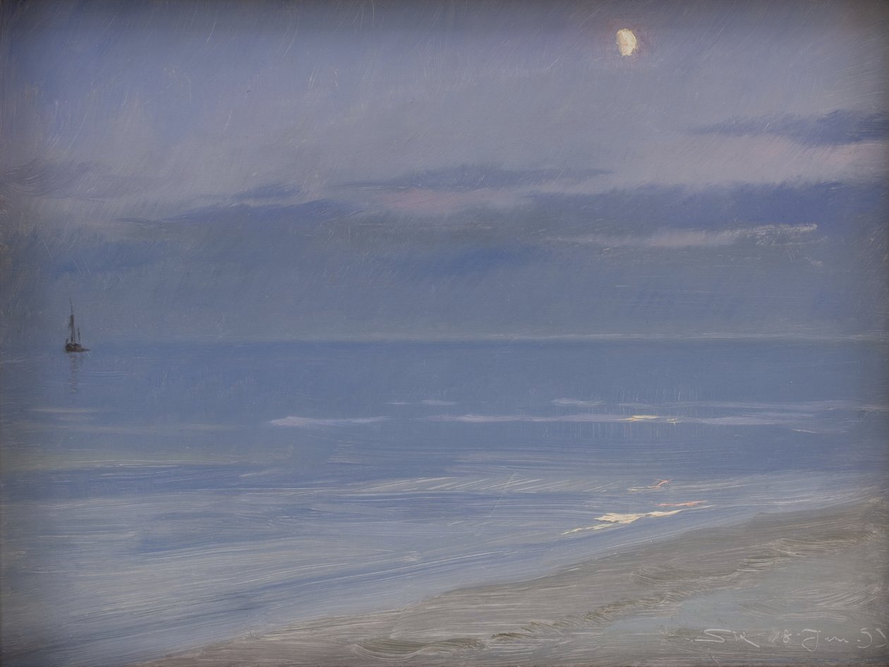 Playa de Skagen a la luz de la luna de Peder Severin Krøyer