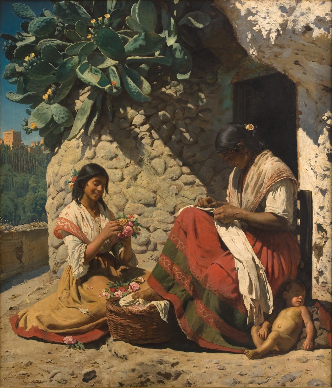 Dos mujeres gitanas fuera de su cabaña. España de Peder Severin Krøyer