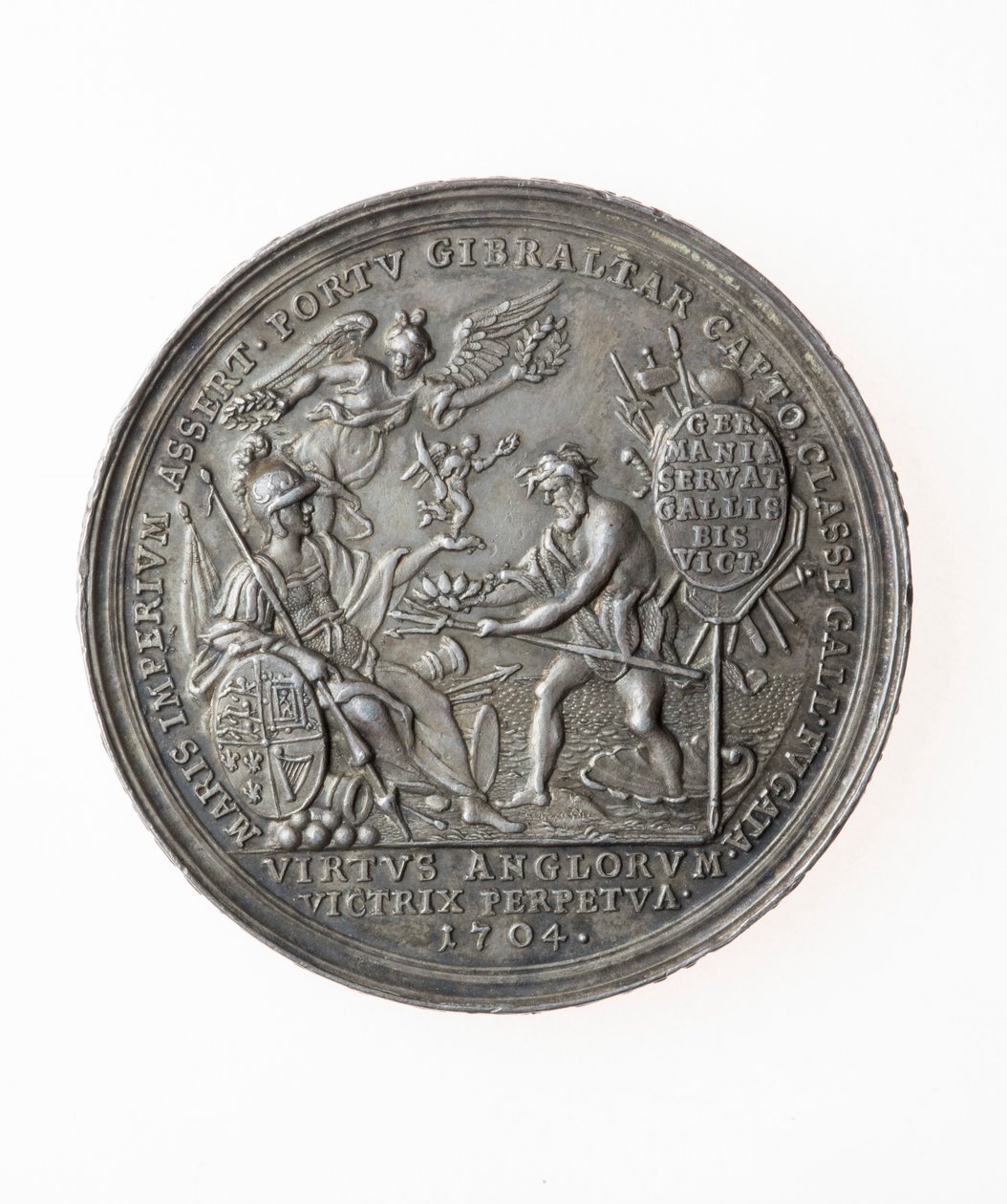 Medalla conmemorativa de las victorias británicas, 1704 (plata) de P. H. Muller
