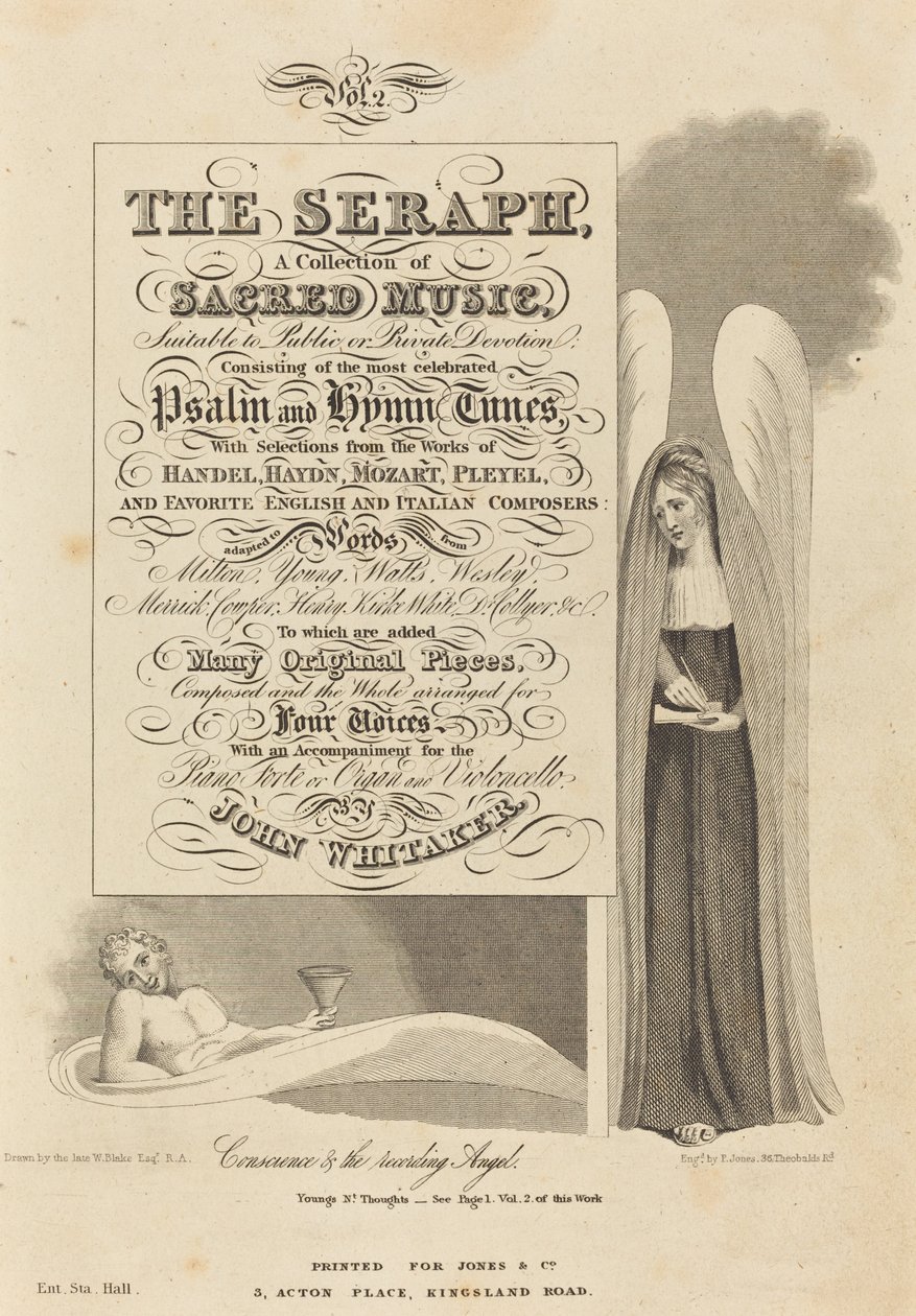 Conciencia y el ángel registrador de P. Jones after William Blake