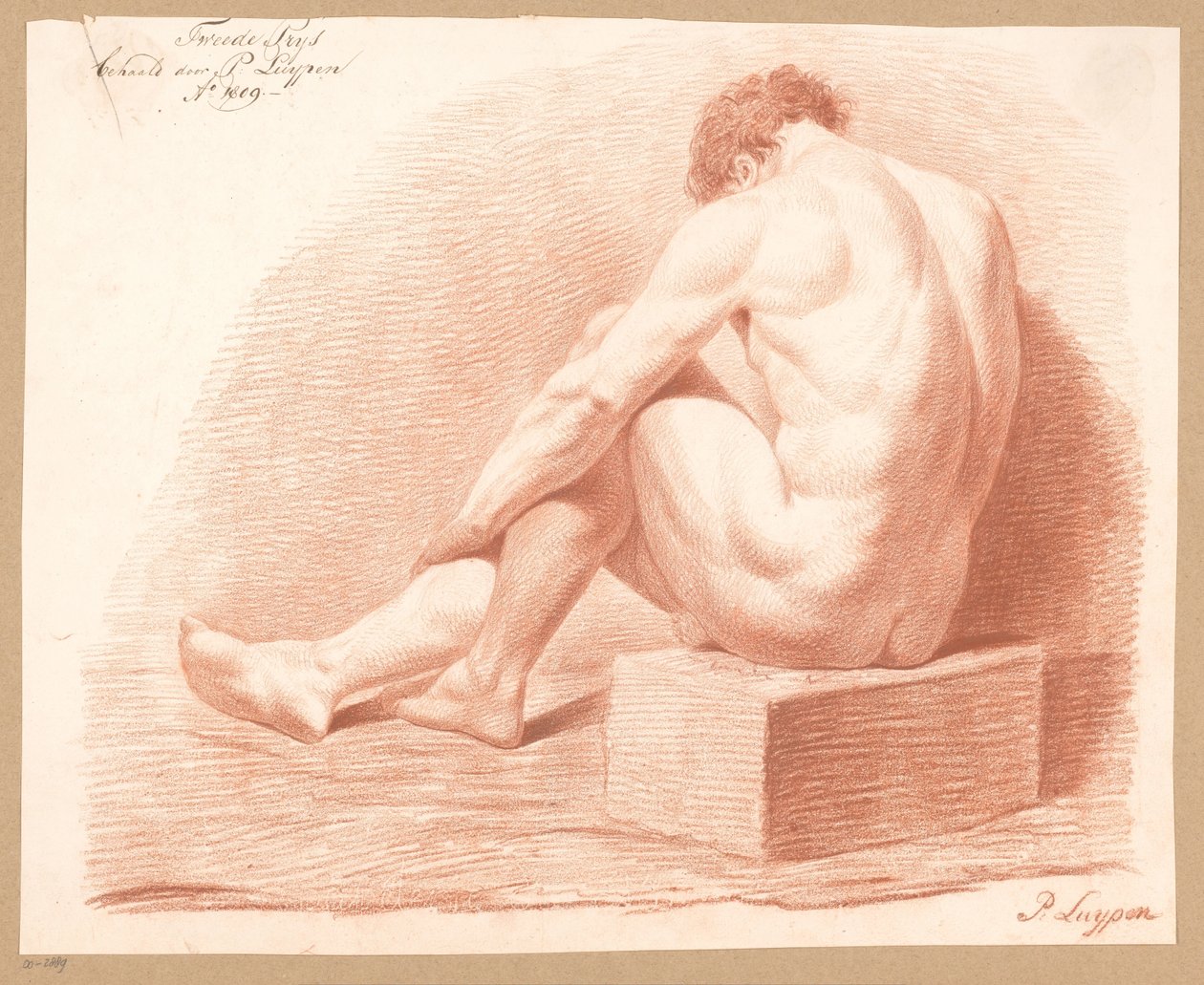 Desnudo masculino sentado, visto de espaldas (2º premio 1809) de P. Luypen