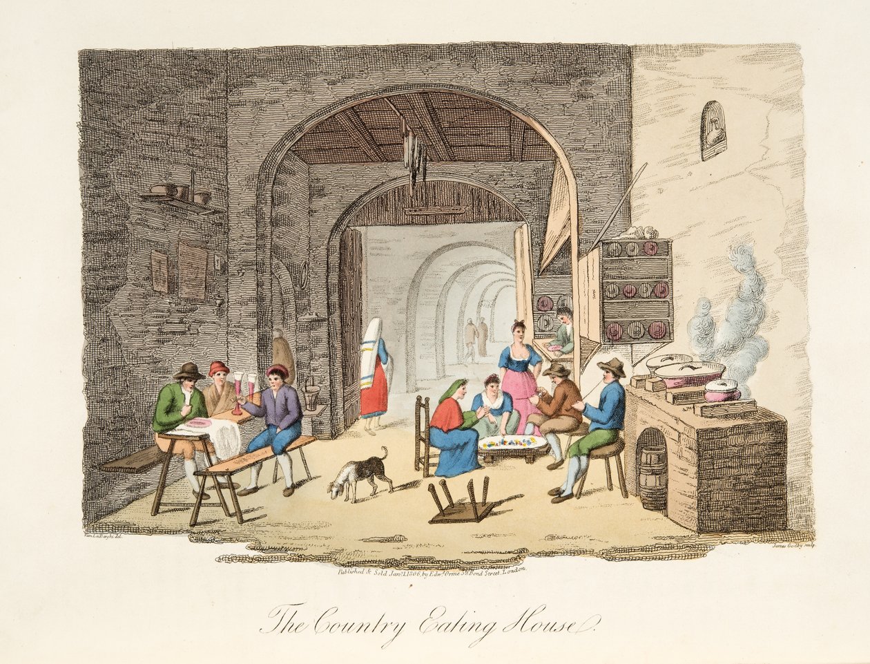 La casa de comidas del campo, de Italian Scenery, representando las costumbres, modales y diversiones de los diferentes estados de Italia, pub. 1806 de P. van (after) Lerberghi