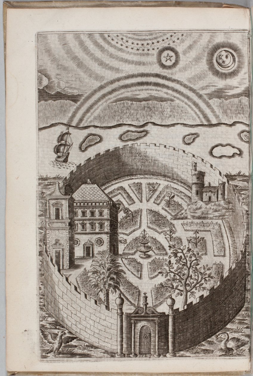 Ilustración de "Partheneia Sacra: O El Misterioso y Delicioso Jardín de las Sagradas Parthenes Simbólicamente Expuesto y Enriquecido con Dispositivos y Emblemas Piadosos para el Entretenimiento de las Almas Devotas", por Henry Hawkins, 1633 de P. van Langeren