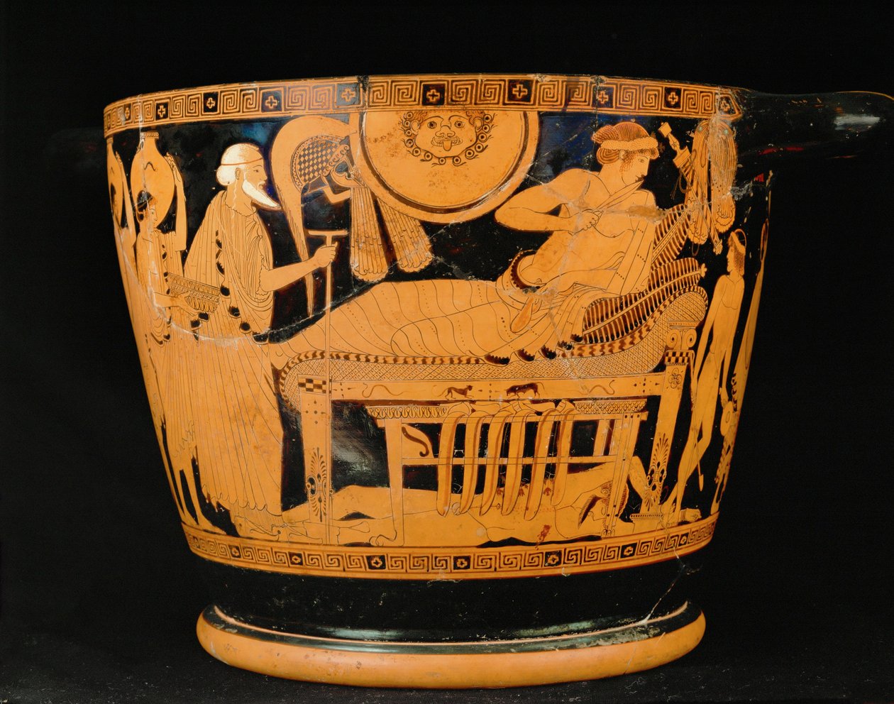 El rey troyano Príamo ruega a Aquiles que le deje el cuerpo de Héctor, su hijo asesinado ... de Painter Brygos
