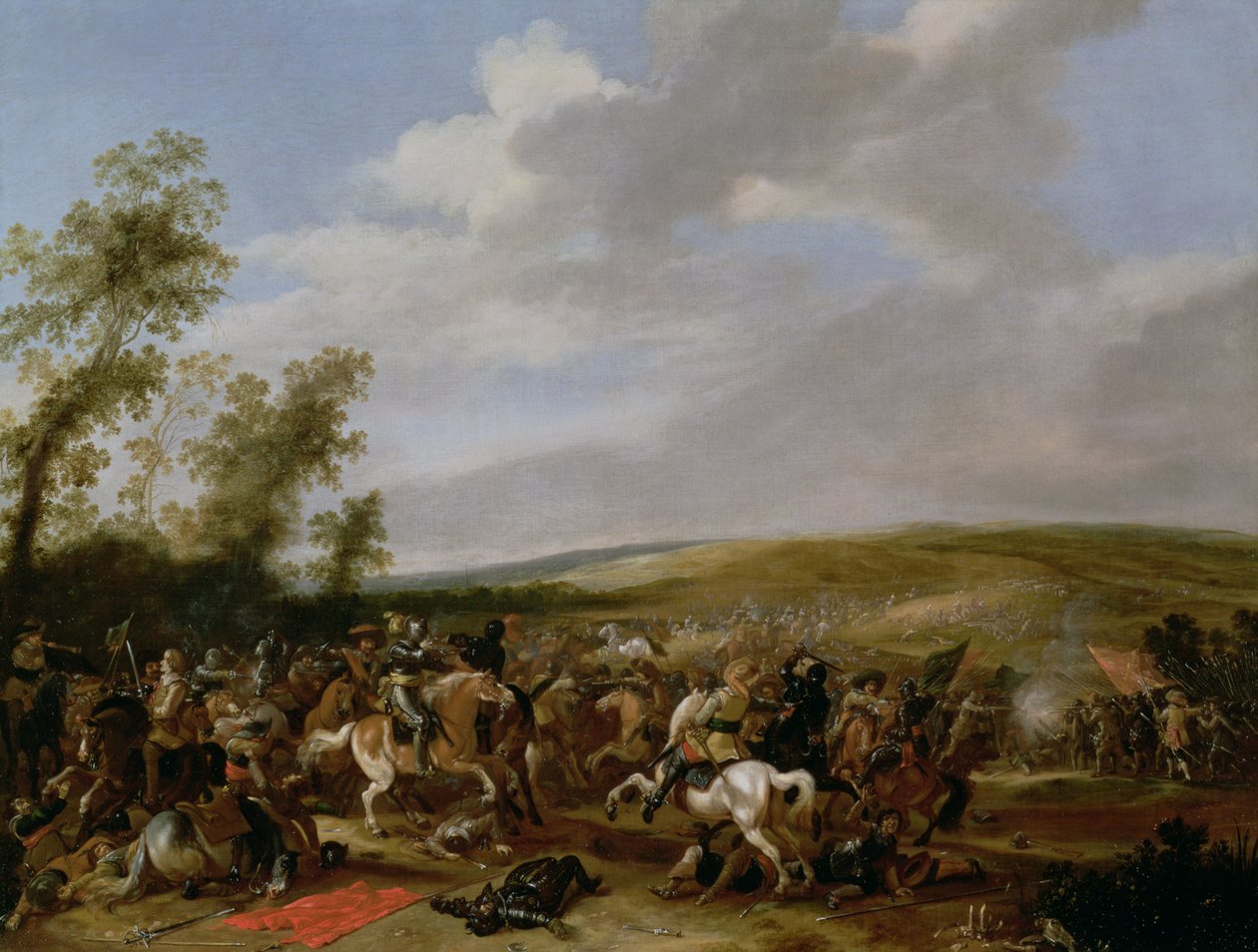 Escena de batalla en Lutzen entre el rey Gustavo Adolfo de Suecia contra las tropas de Wallenstein, 1632 de Anthonie Palamedesz