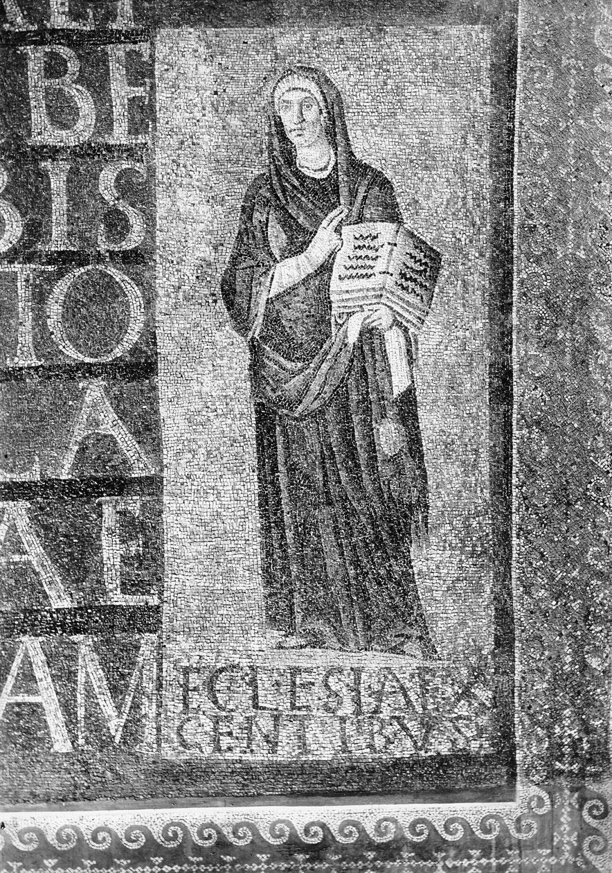 Figura que representa la Iglesia de los Gentiles y parte de las siete inscripciones hexámetros de Paleo Christian