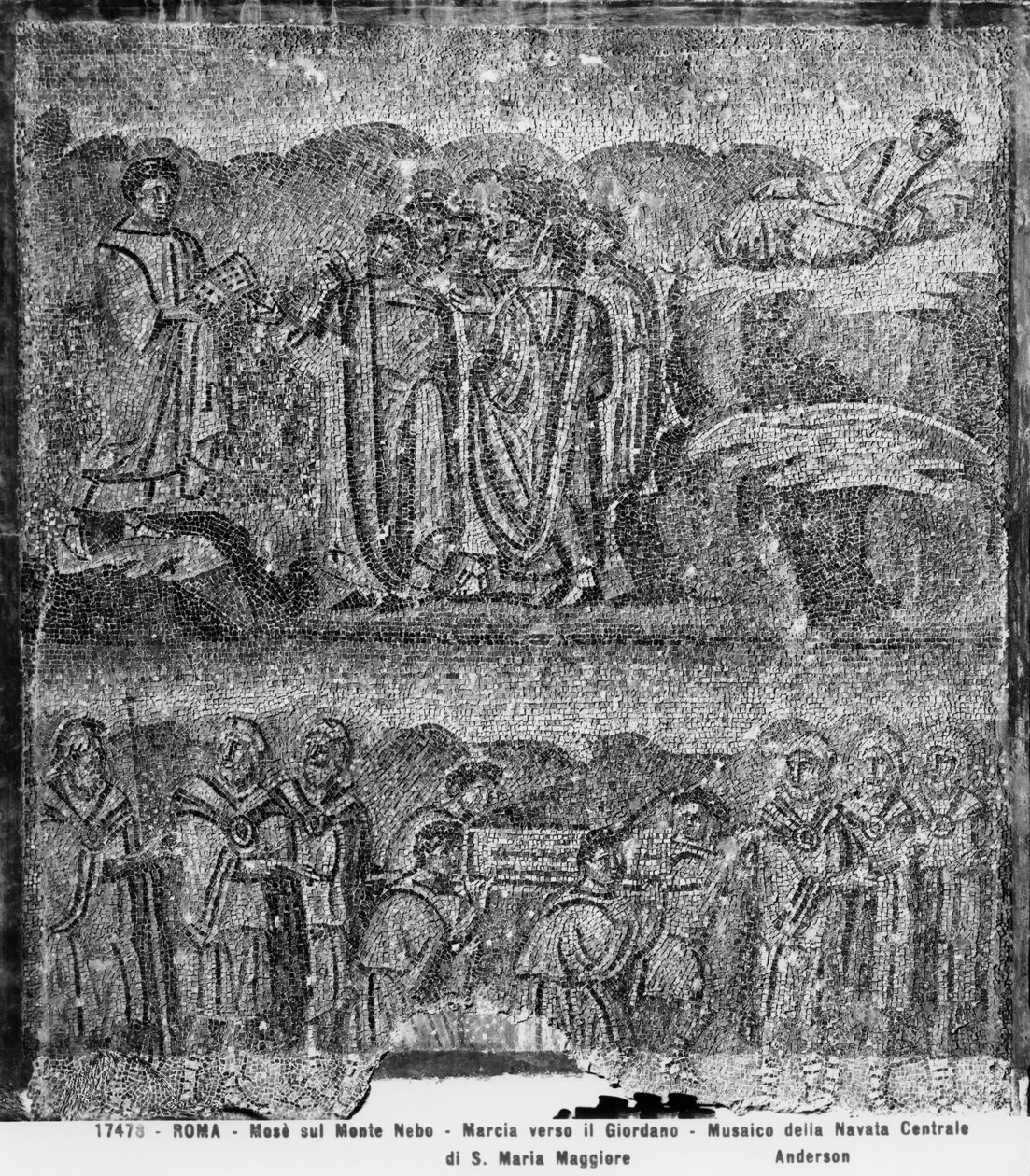 Moisés en el Monte Nebo y el transporte del Arca de la Alianza hacia el Jordán, de la nave central de Paleo Christian