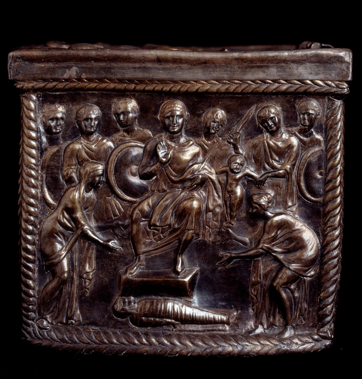 Arte paleocristiano: Caja relicario de plata conocida como Capsella de San Nazaro (relicario de plata de San Nazaro) - 370-397 d.C. Milán, Tesoro del Duomo, Italia de Paleo Christian