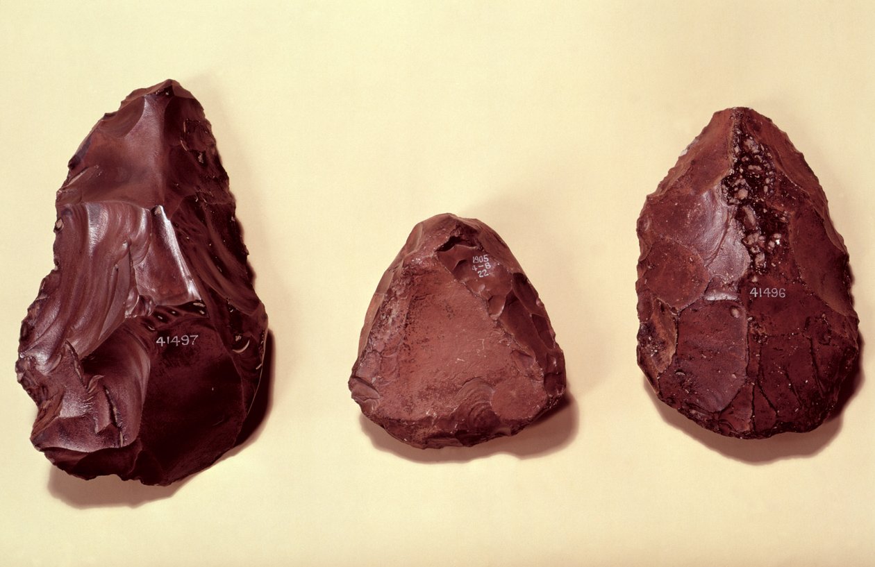 Cabezas de hacha de sílex de Paleolithic