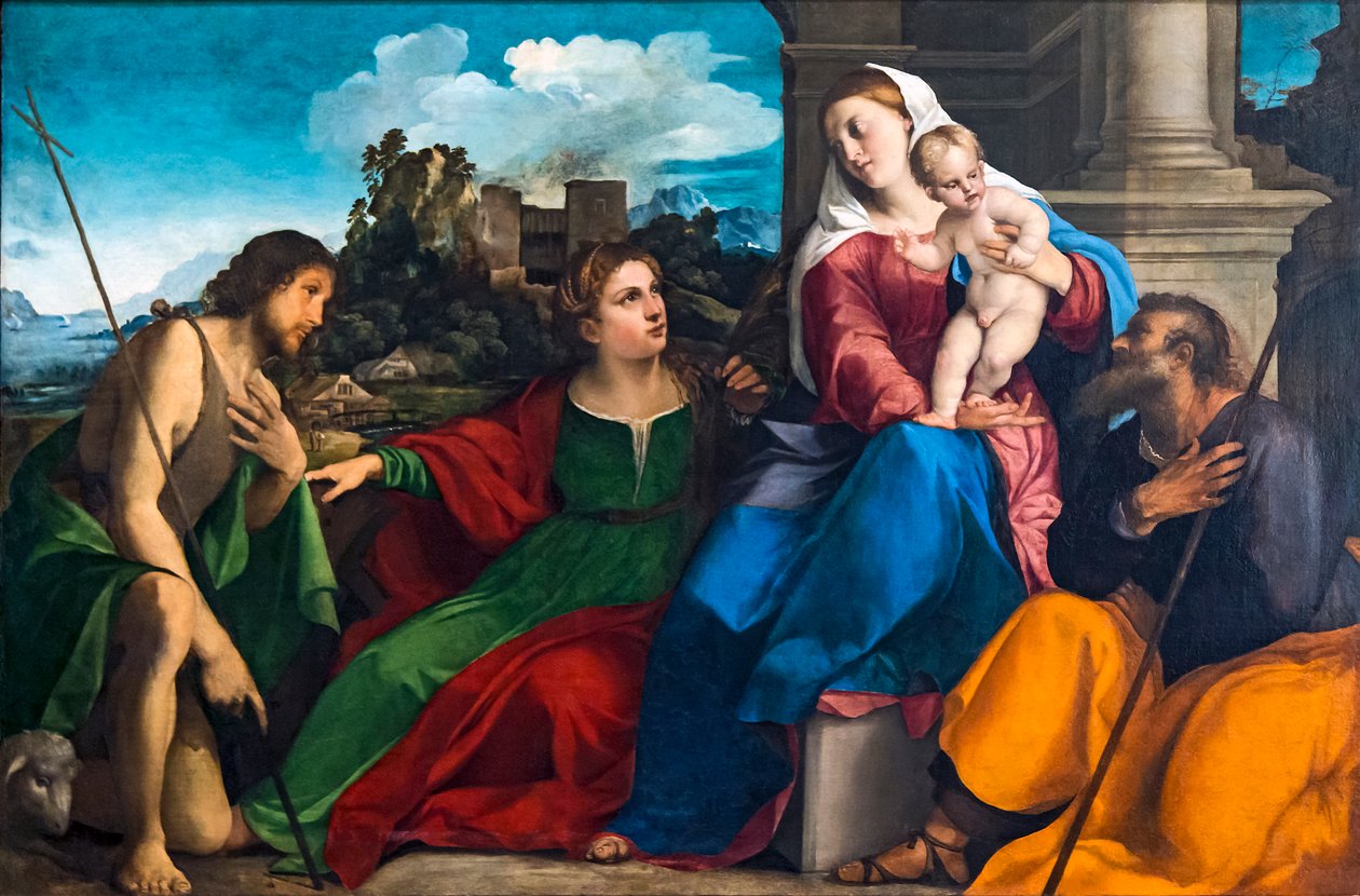 Sagrada Familia con Santa Catalina de Alejandría y San Juan Bautista de Palma il Vecchio