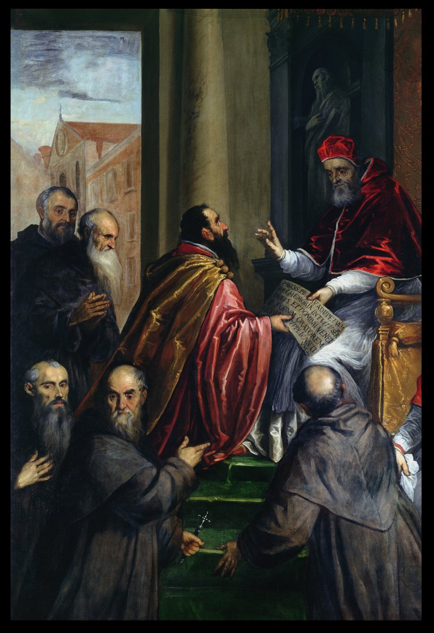 El Papa Pablo IV entregando un estatuto de Palma Il Giovane