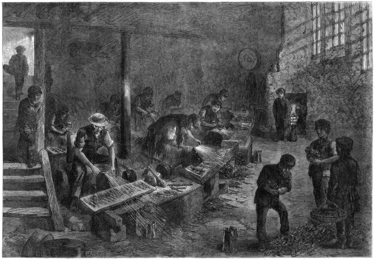 Casco de los afiladores de tenedores, fabricantes de acero de Sheffield, 1866 de Palmer