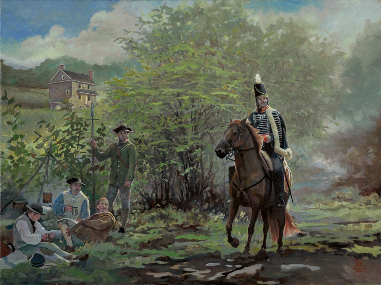 Pulaski en la batalla de Brandywine, 2018 (óleo sobre lienzo) de Pamela Patrick White