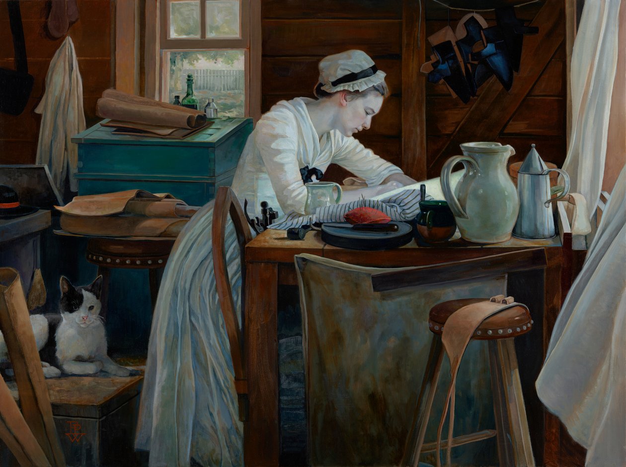 Mujer trabajando, 2017 (óleo sobre lienzo) de Pamela Patrick White